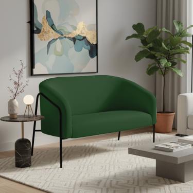 Imagem de Sofá 2 Lugares Namoradeira Stella Base Industrial Alta Preta Suede Verde D03 - D'Rossi