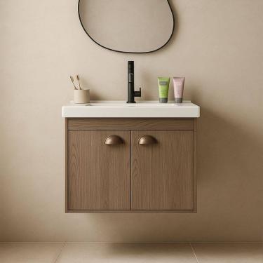 Imagem de Gabinete Armário para Banheiro 50cm MDF com Cuba - Siena Munique