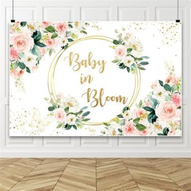 Imagem de OFILA Baby in Bloom Pano de fundo para chá de bebê, 25 x 20 m, primavera, flores silvestres, cenário fotográfico, decoração de festa floral, decoração de mesa de bolo