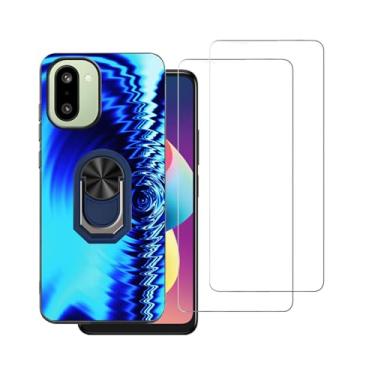 Imagem de DAMONDY Capa para celular Oneplus 15R com 2 protetores de tela, suporte de anel com design de padrão de onda fino para mulheres e meninas, capa protetora de corpo inteiro TPU macio à prova de choque