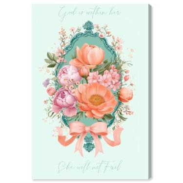 Imagem de God is With Her Impressão em tela floral Jesus Wall Art por Art Remedy, Gallery Wrapped, 16 x 24