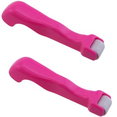 Imagem de KKUANG 2 peças 122,5 x 16 mm ferramenta de costura rolo de costura plástico calcador roda de pé magenta para roupas cortinas tecido de cama ferramenta de costura suave