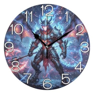 Imagem de GAIGEO Relógio de parede analógico decorativo relógio de cozinha rústico operado a pilha, decoração de parede retrô moderna art déco, número de relógio branco com Kedu, 25 cm, ponteiros dourados