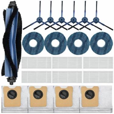 Imagem de YUJINRU Kit de acessórios de peças de reposição compatível com Eufy C20 Omni Robot Aspirador de pó 1 escova de rolo, 6 escovas laterais, 6 filtros Hepa, 4 esfregões, 4 sacos de poeira