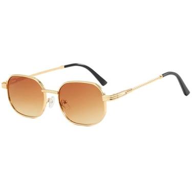 Imagem de Óculos de Sol Femininos em Metal com Degradê em Cores Doces e Proteção UV400 para Esportes ao Ar Livre, Corrida e Ciclismo, Cor Dourada com Degradê.