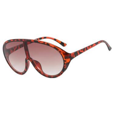 Imagem de Óculos de Sol Oversized com Lentes Degradê, Estilo Punk, Proteção UV400, Ideais para Esportes ao Ar Livre, Corrida e Ciclismo, Estampa de Leopardo Marrom