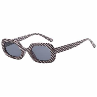 Imagem de Óculos de Sol Jelly Color com Estampa de Leopardo, Proteção UV400, para Esportes ao Ar Livre, Corrida e Ciclismo, Cinza Xadrez