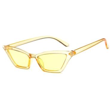 Imagem de Óculos de Sol gatinho de armação pequena, cor jelly, unissex, proteção UV400, ideais para esportes ao ar livre como corrida e ciclismo, na cor amarela.