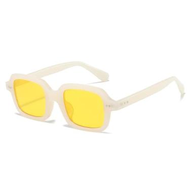 Imagem de Óculos de Sol UV400 - Jelly Color Punk Rivets para Homens e Mulheres, Esportes ao Ar Livre, Corrida e Ciclismo, Bege e Amarelo