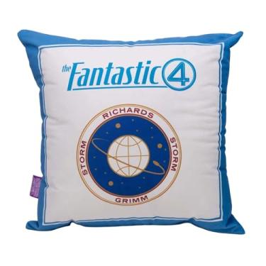 Imagem de Zonacriativa - Almofada Quarteto Fantástico Marvel 40x40cm | Toque macio e aveludado, enchimento fibra siliconada | Ideal para descanso de heróis e fãs