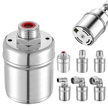 Imagem de 1 peça 1/5.1 cm 3/10.2 cm 2.5 cm controle automático de nível de água válvula de esfera flutuante de aço inoxidável válvula flutuante válvula de tanque anticorrosão (2,5 cm, entrada lateral de água)