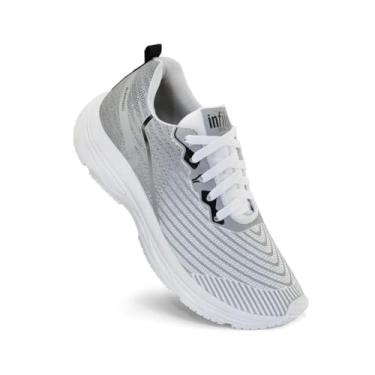 Imagem de Tênis Feminino Esportivo Infily para Caminhada Corrida Treino Academia Crossfit Leve com Sola em Micro Expandido Cano Baixo Respirável Resistente à Água (Cinza/Branco, BR, Adulto, Numérico, M, 37)
