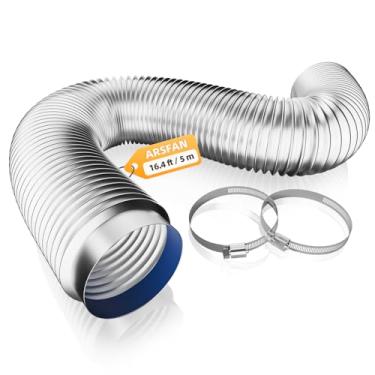 Imagem de Conduta HVAC de 10 cm Flexível HVAC, Mangueira de Duto de Alumínio Resistente ao Calor Dobrável de 4 Pés 360° para Banheiro Cozinha Secadora Ventilação de Exaustão 2AF-Prata