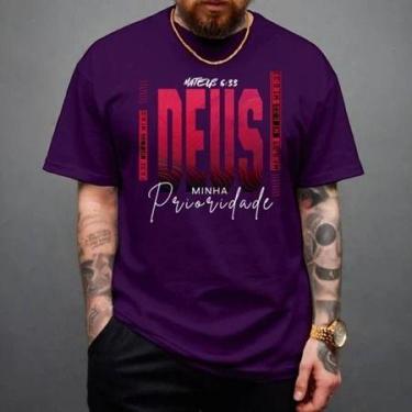 Imagem de Camiseta Jesus Vive Deus Prioridade Camisa 100% Algodão Blessed, g, Ro