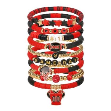 Imagem de Coshatch Dia de Jogo #1 Pulseira de Futebol com Pingente de Miçangas Elásticas Jérsei Pingente Jérsei Joias Esportivas para Mães Pais Treinadores Fãs Acessórios de Moda Verde, One Size, Argila de