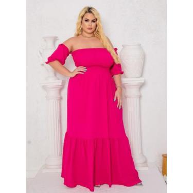 Imagem de Vestido Feminino Plus Size Longo Ajustável Gestante Grávida Moda Evang