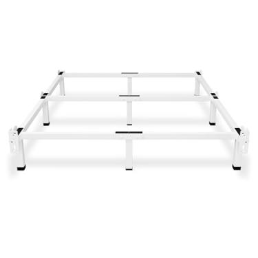 Imagem de Superay Estrutura de cama de metal, base de cama de 9 pernas, suporte de 20 cm para box spring, completo, fácil montagem, branco