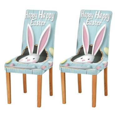 Imagem de SEHANY Lindas capas de cadeira de coelho de conto de fadas para sala de jantar, conjunto de 4, capa protetora elástica removível e lavável para cadeira de jantar para cozinha, hotel, festa, decoração