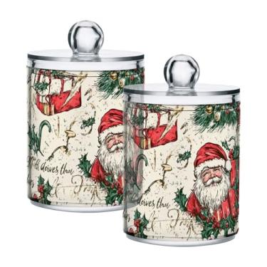 Imagem de xigua Pacote com 4 lindos suportes de Natal para bolas de algodão, cotonete – Frasco de plástico de boticário de armazenamento versátil transparente de 4 ml para banheiro e organização de