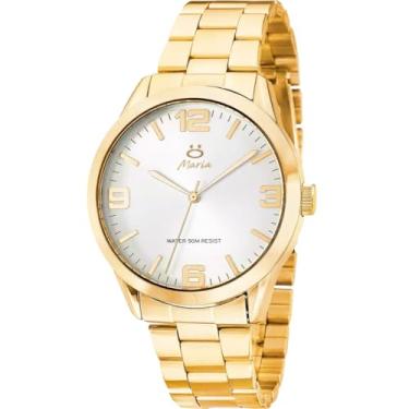 Imagem de Kit Relógio Feminino Banhado a Ouro Aço Inox + Colar e Brincos Strass Luxo Elegante Presente