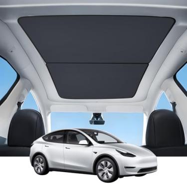 Imagem de cybtkcar Guarda-sol para teto para modelo Y 2020-2023, protetor solar de vidro com isolamento térmico preto para modelo Y 2020-2023 acessórios, ajuste preciso, sem flacidez