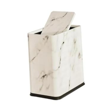 Imagem de YWJLQH Lixeira de Banheiro com Tampa, Compacta, Prática E Ideal para Cozinha, Hotel, Casa E Escritório, Branco, Tamanho real