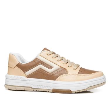 Imagem de Tênis Pegada Feminino em Couro Caramelo 212609-03-Feminino