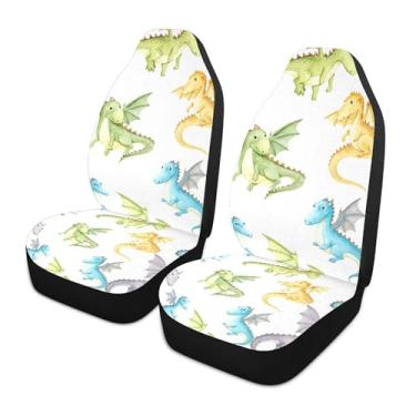 Imagem de xigua Capas de assento dianteiras universais de dragão fofas, pacote com 2, capas protetoras de assento de carro respiráveis para decoração de interiores automotivos, SUV, carros automotivos