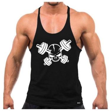 Imagem de Camiseta Regata Cavada Masculino Academia Treino Estampa Caveira - DUM