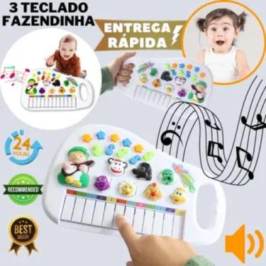 Imagem de Teclado Infantil Com Sons Reais De Animais Da Fazenda - Dutetoys / Toy