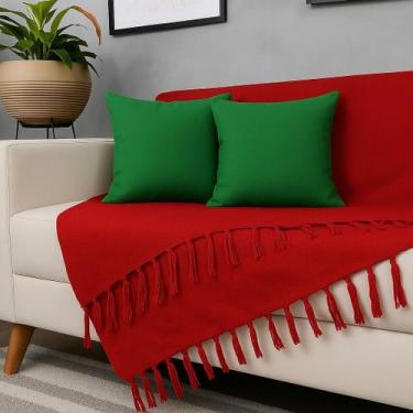 Imagem de Kit Manta Para Sofá Vermelho + 2 Capas De Almofada Com Zíper Cor:08 - 