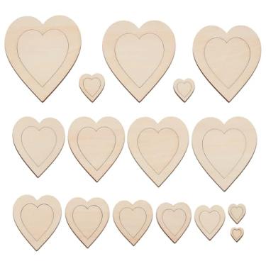 Imagem de BENECREAT 32 peças de estênceis de madeira para desenho, pintura artesanal, modelos vazados e em branco em formato de coração, estênceis de madeira reutilizáveis para álbum de fotos e decoração de