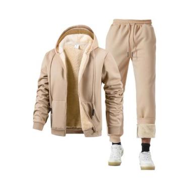 Imagem de Conjunto De Moletom Masculino De Inverno Grosso E Quente Com Capuz E C