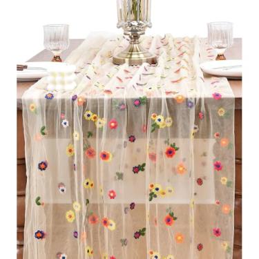 Imagem de Caminho de mesa transparente, corredor de mesa de renda para mesa de jantar de cozinha, decoração de festa de formatura interna - 30 x 189 cm