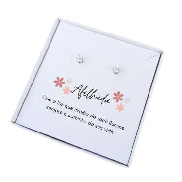Imagem de Brinco ponto de luz aço + Caixa presente com frase Afilhada