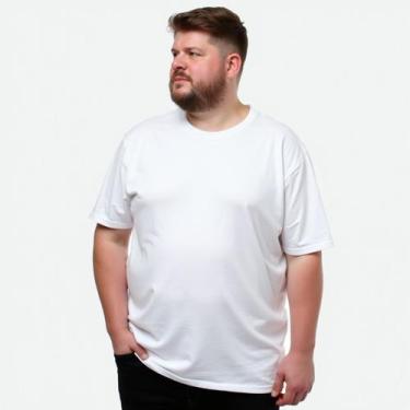Imagem de Camisa Camiseta Plus Size Masculina Lisa 100% Algodão Gola Redonda Con