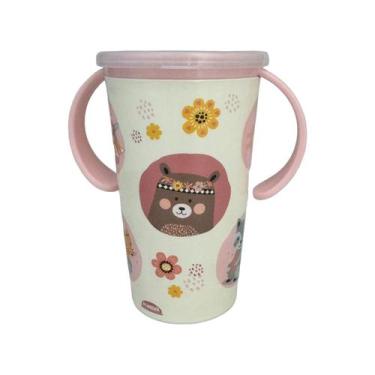 Imagem de Copo Transição 360 Bichinhos Rosa Introdução Alimentar 250ml - Plasúti