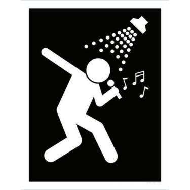 Imagem de Kit 5 Placas Sinalização - Banheiro Cantando Chuveiro - Sinalizo