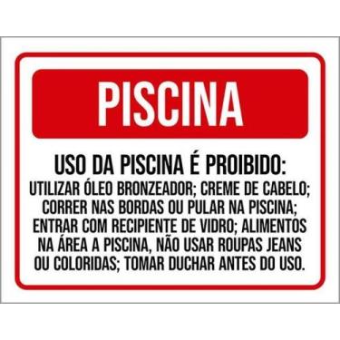 Imagem de Kit 5 Placas Piscina Uso Proibido 27X35 - Sinalizo