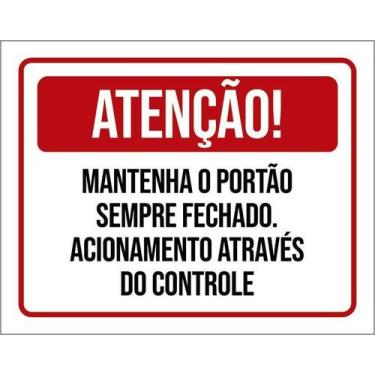 Imagem de Kit 3 Placa Acm Mantenha Fechado Acionamento Controle 18X23 - Sinalizo