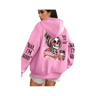 Imagem de Moletom Feminino Multicolorido Com Estampa Engraçada, Casual E Solto, 