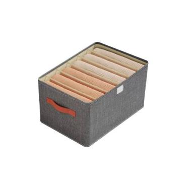 Imagem de Caixa Organizadora Dobrável com 6 Divisórias - Cinza - Sem Marca