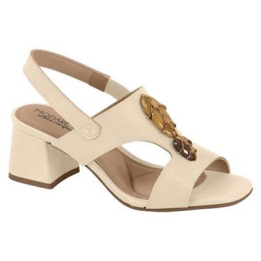 Imagem de Sandália Modare Salto Bloco - Feminino - Creme - 36, Creme, 36