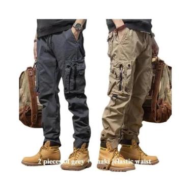 Imagem de Calças Jeans Masculinas Oversized De Lona 24oz Com Múltiplos Bolsos Pa