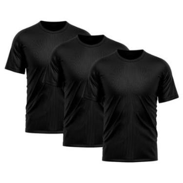 Imagem de Kit 3 Camiseta Masculina Dry Proteção Solar UV Básica Lisa Treino Academia Camisa Camisetas-Masculino