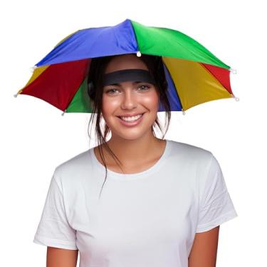 Imagem de Chapéu de guarda-chuva arco-íris de 33 cm para adultos e crianças