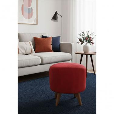 Imagem de Puff Pé Palito Redondo Não é Segredo Veludo Vermelho 40x45