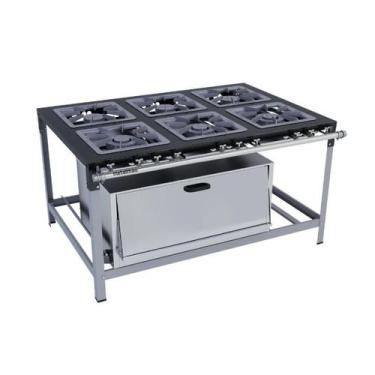 Imagem de Fogão Industrial 6 Bocas 40X40 com Super Forno Metalmaq