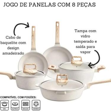 Imagem de Panela Jogo Granito Cerâmica Indução - Conjunto Completo 8 Peças - XDX