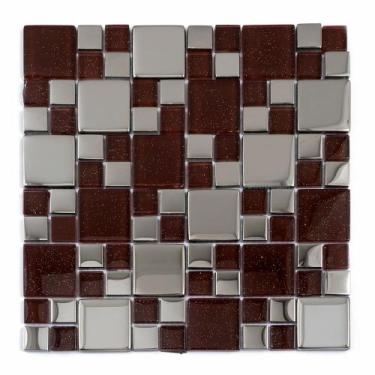 Imagem de Placa Pastilha Vidro Parede 30cm X 30cm Vermelho/Espelho - DOCELAR